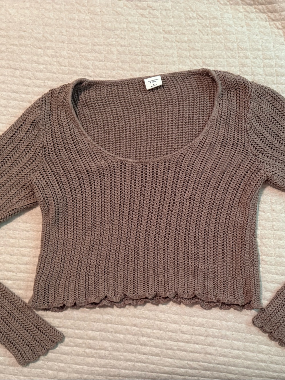 Abercrombie & Fitch Cropped Scoop Neck Ribbed Sweater